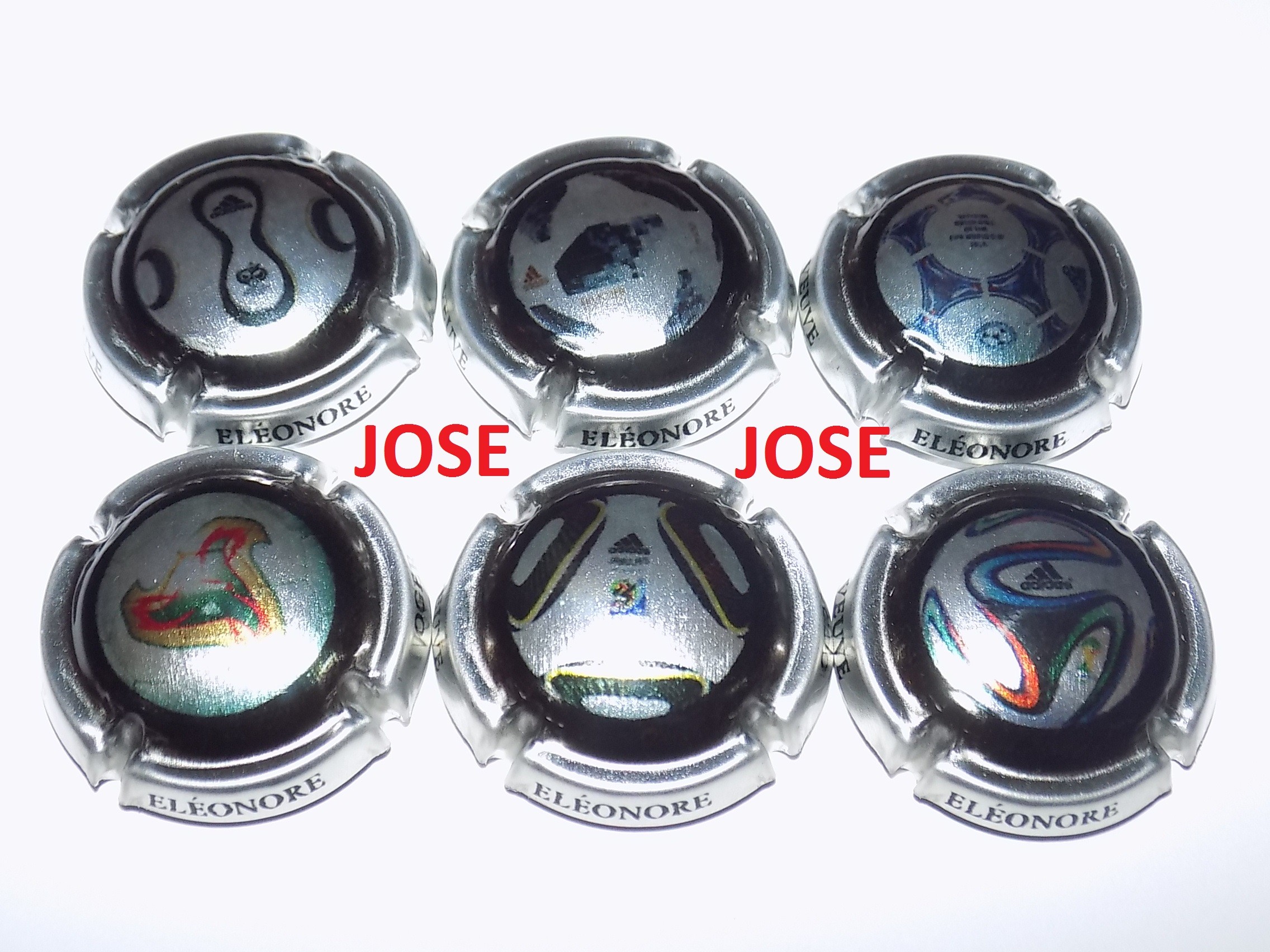 Série de 6 New capsules de champagne Veuve ELEONORE ballons de football 