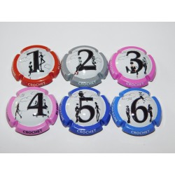 SERIE DE 6 CAPSULES DE CHAMPAGNE - CROCHET et FILLES