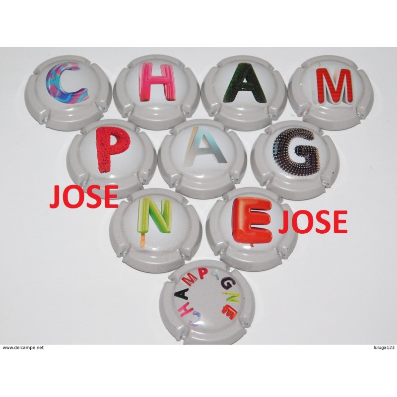 Série de  10  capsules de champagne Générique puzzle mot champagne 
