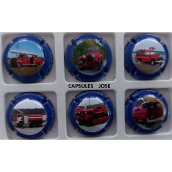 SERIE DE 6 CAPSULES DE CHAMPAGNE - PASCAL MANCHIN (Pompiers - contour bleu )