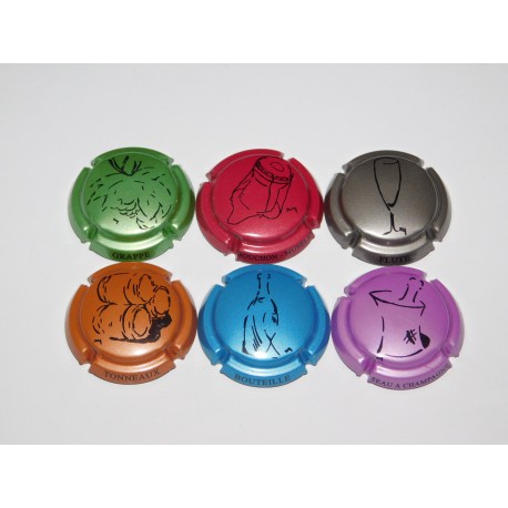 SERIE DE 6 CAPSULES DE CHAMPAGNE - GENERIQUE  (Vignerons)