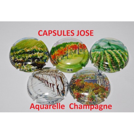 Nouvelle Série de 5 Capsules de champagne GENERIQUE (Aquarelle Champagne)