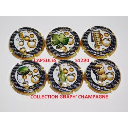 SERIE DE 6 CAPSULES DE CHAMPAGNE - GENERIQUE "Graph' Champagne"