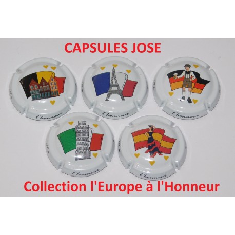 SERIE DE 5 CAPSULES DE CHAMPAGNE - GENERIQUE "L'Europe à l'honneur "