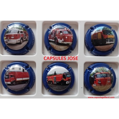 Série de 6 Capsules de champagne Pascal MANCHIN (Pompiers Camions)