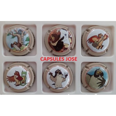 SERIE DE 6 CAPSULES DE CHAMPAGNE - ROGER CHEMIN (M.Hibou contour Beige)