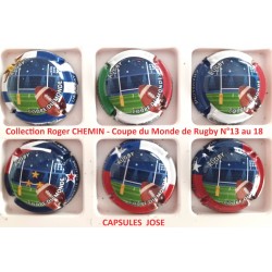 Série de 6 Capsules de champagne - ROGER CHEMIN (Coupe du Monde de Rugby N° 13 au 18)