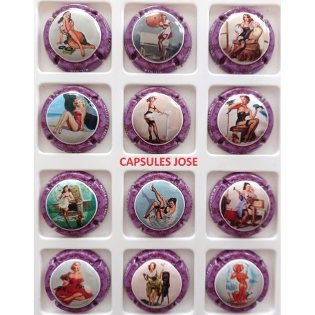 Série de 12 Capsules de champagne - GENERIQUE (Pin Up contour violet)