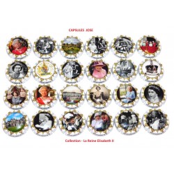 Série de 24 Capsules de champagne Générique (Reine Elizabeth II ) Contour Blanc