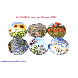 N°922 - SERIE DE 6 CAPSULES DE CHAMPAGNE - GENERIQUE "fleurs des champs"