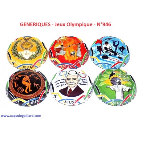 SERIE DE 6 CAPSULES DE CHAMPAGNE GENERIQUE "Jeux Olympique"