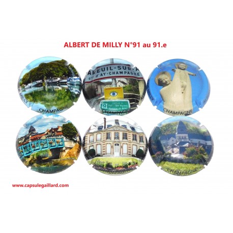 Série de 6 Capsules de champagne - ALBERT DE MILLY N°91 au 91.e