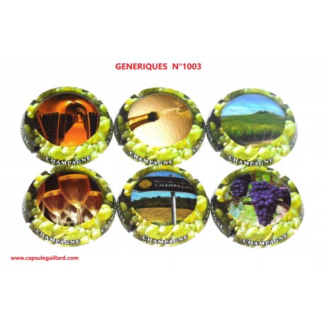 Série de 6 Capsules de champagne - GENERIQUE N°1003 au 1003.e