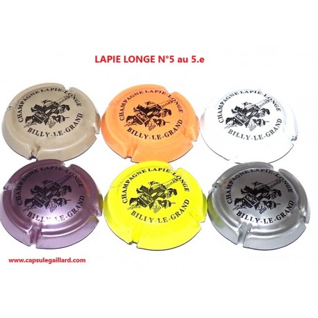 Série de 6 Capsules de champagne LAPIE LONGE N°5au 5.e