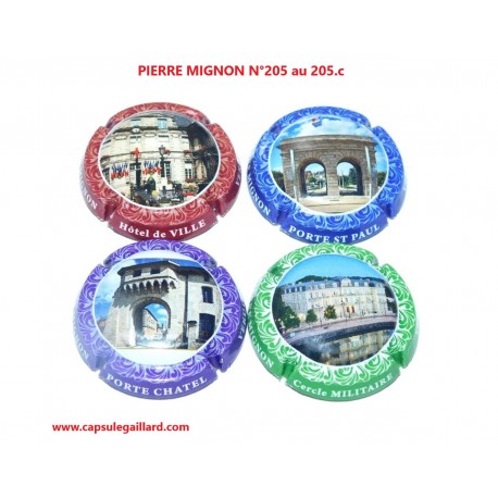 SERIE DE 4 CAPSULES DE CHAMPAGNE - PIERRE MIGNON N°205 au 205.c