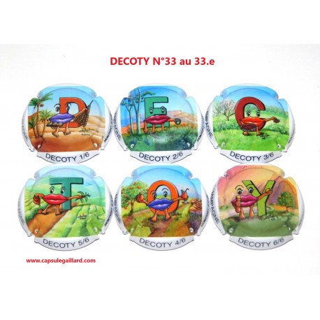 SERIE DE 6 CAPSULES DE CHAMPAGNE - DECOTY N°33 au 33.e