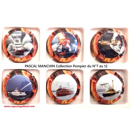 Série de 6 Capsules de champagne - PASCAL MANCHIN Collection Pompiers 7 AU 12
