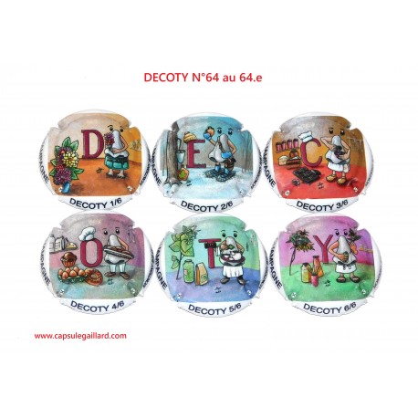 Série de 6 Capsules de champagne - DECOTY N°64 au 64.e