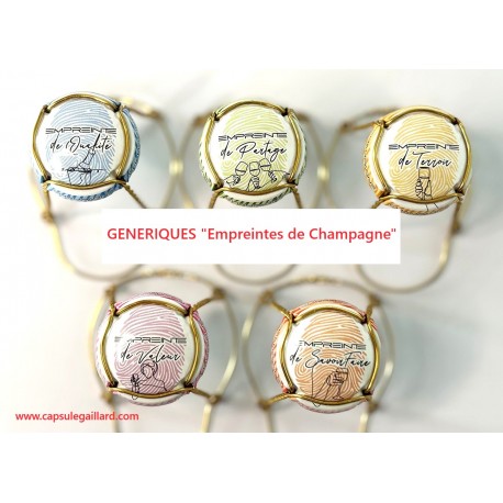 Série de 5 Capsules de champagne - GENERIQUE "Empreintes de Champagne"