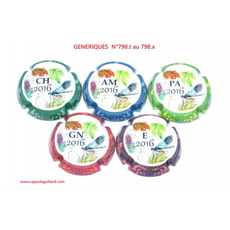 SERIE DE 6 CAPSULES DE CHAMPAGNE - GENERIQUE N°798.t au 798.x