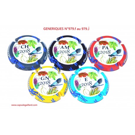 SERIE DE 6 CAPSULES DE CHAMPAGNE - GENERIQUE N°979.f au 979.j