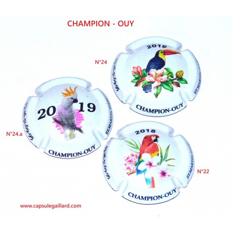 * Série de 3 capsules de Champagne - CHAMPION OUY N°22 - 24 et 24.a