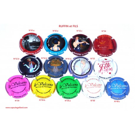 * Lot de 13 capsules de champagne RUFFIN et FILS