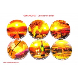 SERIE DE 6 CAPSULES DE CHAMPAGNE - GENERIQUE  (Coucher de Soleil)