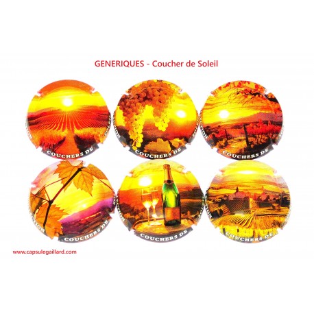 SERIE DE 6 CAPSULES DE CHAMPAGNE - GENERIQUE  (Coucher de Soleil)