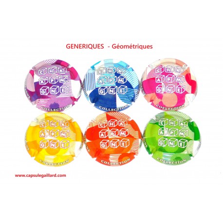 SERIE DE 6 CAPSULES DE CHAMPAGNE - GENERIQUE  (Géométriques)