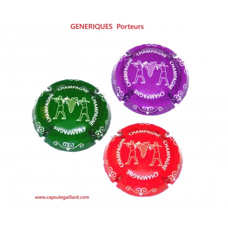 SERIE DE 3 CAPSULES DE CHAMPAGNE - GENERIQUE PORTEURS