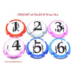 SERIE DE 6 CAPSULES DE CHAMPAGNE - CROCHET et FILLES