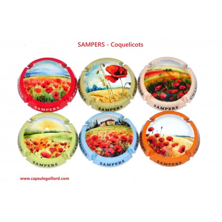SERIE DE 6 CAPSULES DE CHAMPAGNE - SAMPERS - Coquelicots