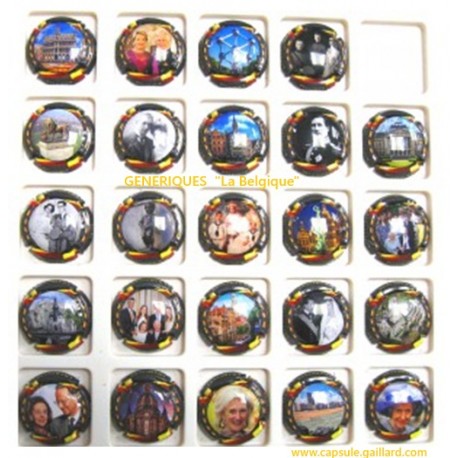 SERIE DE 24 CAPSULES DE CHAMPAGNE - GENERIQUES "La Belgique " Contour Noire