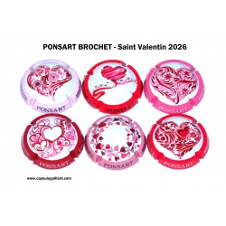 SERIE DE 6 CAPSULES DE CHAMPAGNE - PONSART BROCHET (Saint Valentin 2026)