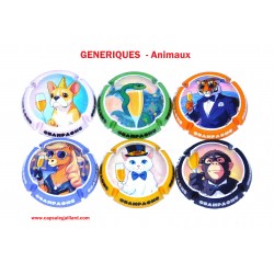 SERIE DE 6 CAPSULES DE CHAMPAGNE - GENERIQUE (Animaux)