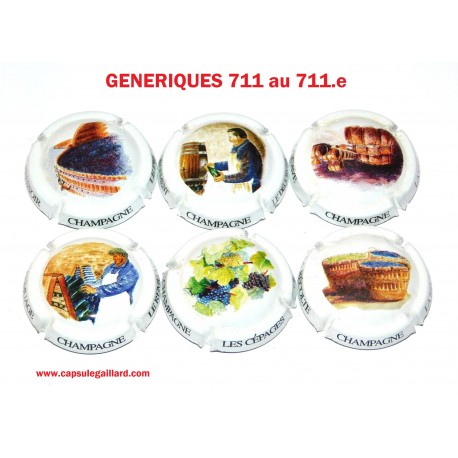 N°811 - SERIE DE 6 CAPSULES DE CHAMPAGNE - GENERIQUE "Cave et vigne"