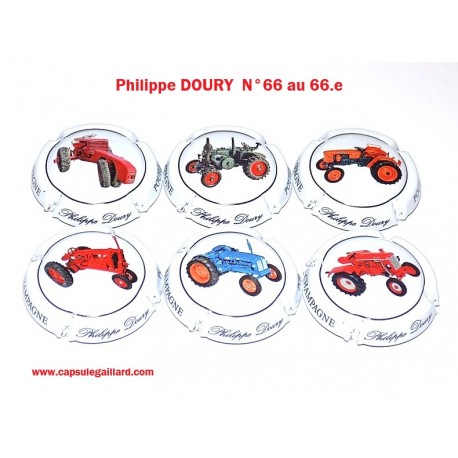 SERIE DE 6 CAPSULES DE CHAMPAGNE - PHILIPPE DOURY N°66 "Tracteurs"