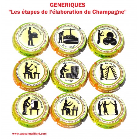 News - Série de 9 Capsules de Champagne GENERIQUES (Elaboration du Champagne)