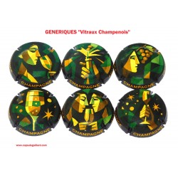 News - Série de 6 Capsules de Champagne GENERIQUES (Vitraux Champenois)