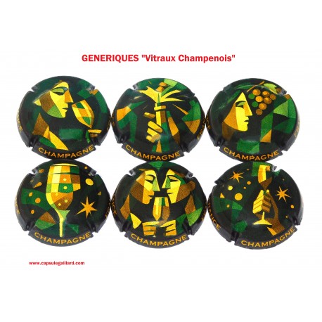 News - Série de 6 Capsules de Champagne GENERIQUES (Vitraux Champenois)