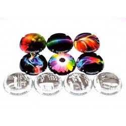 SERIE DE 10 CAPSULES DE CHAMPAGNE - GENERIQUE "Arc en ciel fond noir et pressoir d'antan"