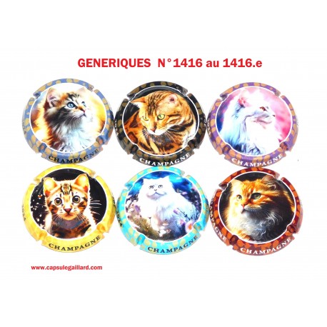 SERIE DE 6 CAPSULES DE CHAMPAGNE - GENERIQUE  N°1416