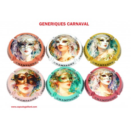 SERIE DE 6 CAPSULES DE CHAMPAGNE - GENERIQUES CARNAVAL