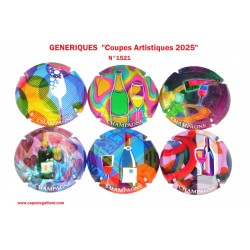 SERIE DE 6 CAPSULES DE CHAMPAGNE GENERIQUE "Coupes Artistiques)