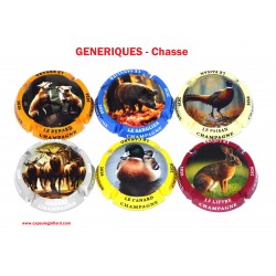 Série de 6 Capsules de Champagne GENERIQUES (Chasse)