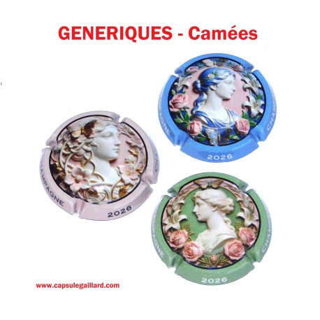 Série de 3 Capsules de Champagne GENERIQUES (Camées)