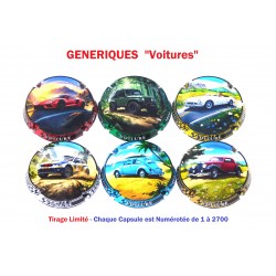 Série de 6 Capsules de Champagne GENERIQUES (Voitures)