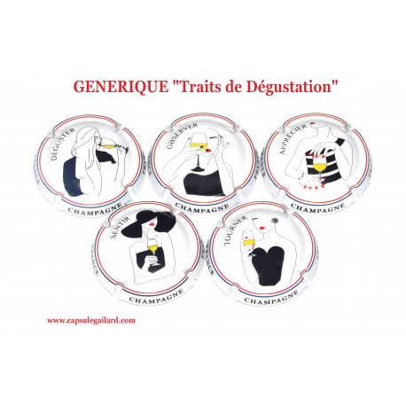 News - Série de 5 Capsules de Champagne GENERIQUES (Traits de Dégustation)