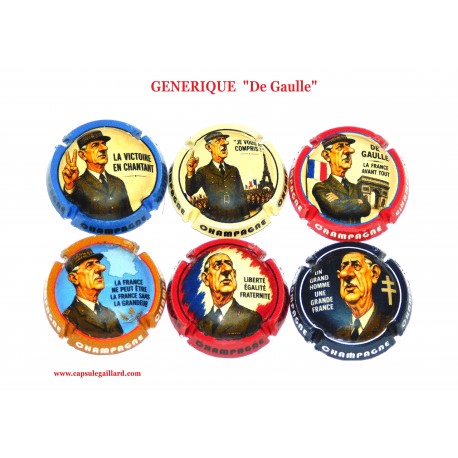 News- Série de 6 Capsules de Champagne GENERIQUES "De Gaulle"